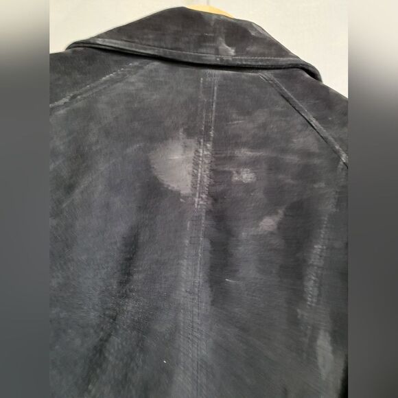 Distressed Suede Leather Black Chunky Zipper Moto Biker Jacket Sz L Blank NYC - Picture 8 of 12